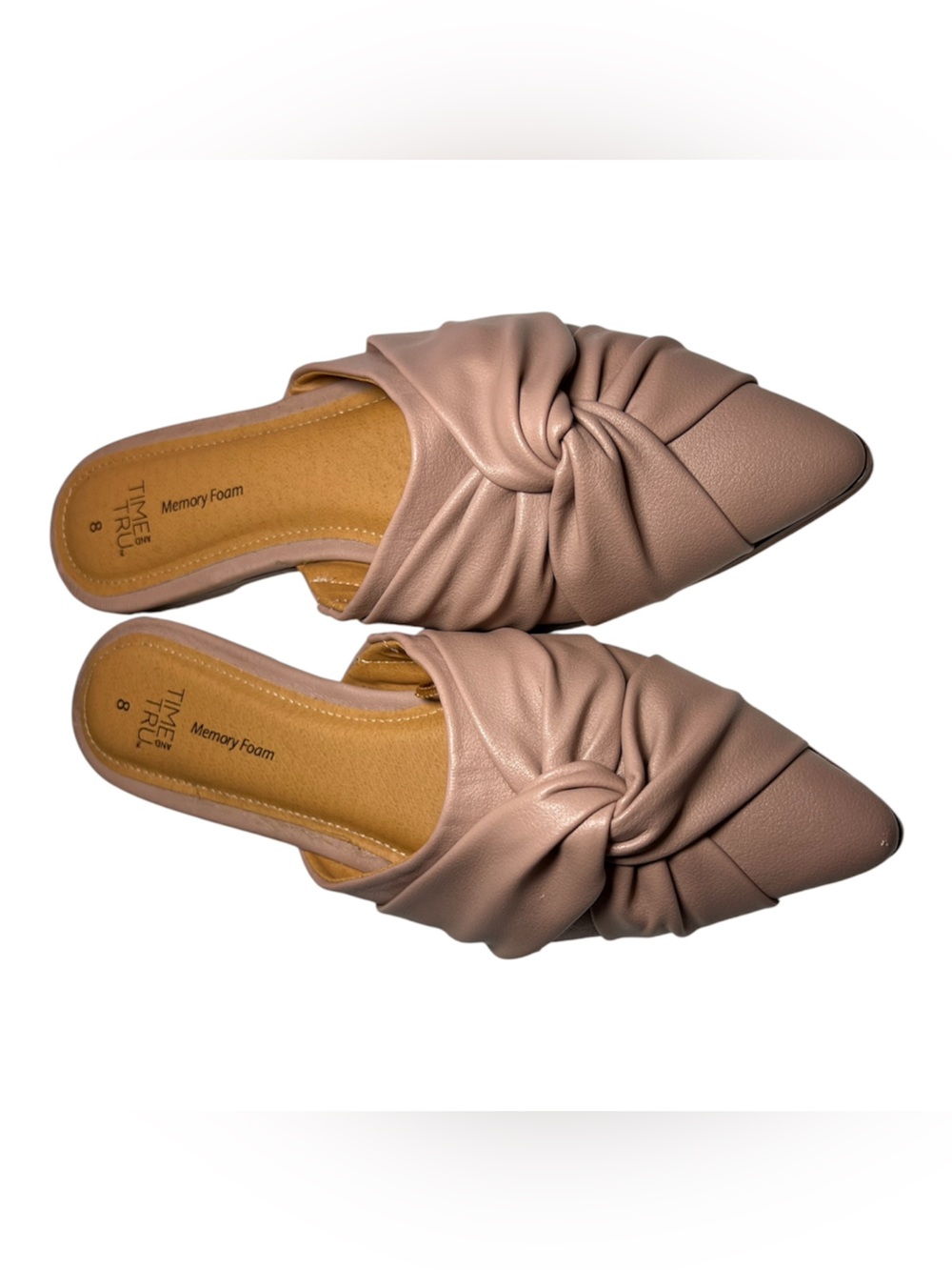 Time and Tru Blush Knotted Pointed Toe Mules